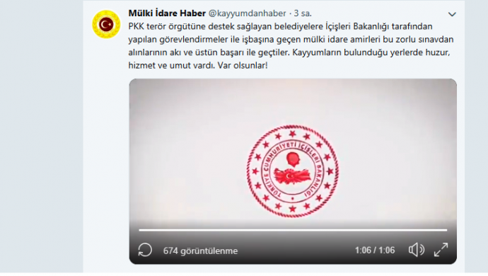 "Ankara'dan atanan kayyumlara veda mesajı yayınladı"