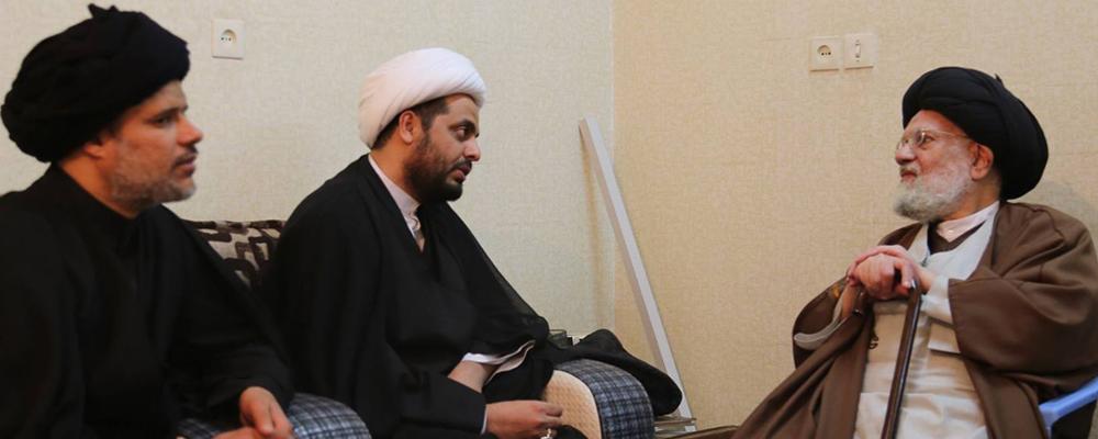 كاظم الحائري مع قيس الخزعلي ومقتدى الصدر