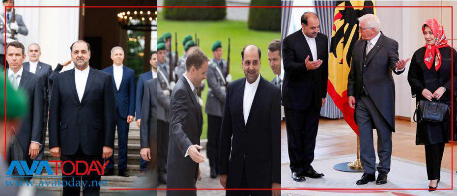 اعتراض به فرش قرمز رییس جمهوری آلمان در استقبال از سفیر جدید رژیم ایران