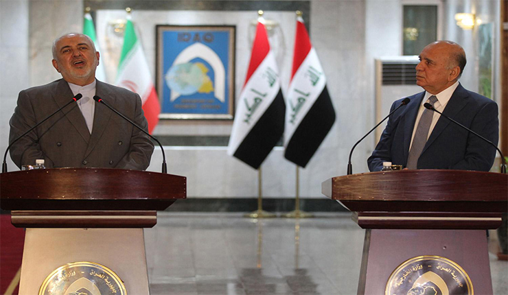 فؤاد حوسين، وزير الخارجية العراقي مع نظيره الإيراني جواد ظريف