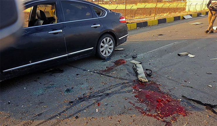 سيارة فخري زاده بعد الهجوم يوم 27 نوفمبر