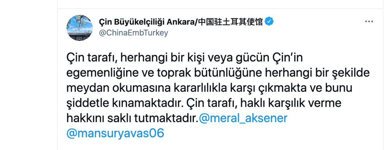 Çin'in Ankara Büyükelçiliği’nden, Meral Akşener ile Mansur Yavaş'a tehdit