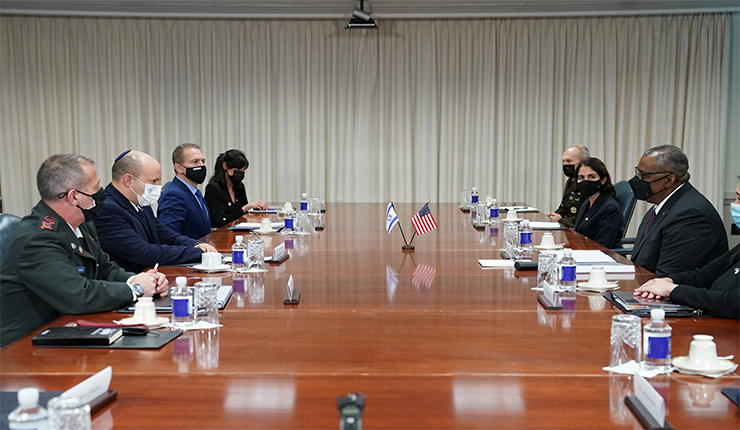 لقاء بينيت مع وزير الدفاع الأميركي لويد أوستن