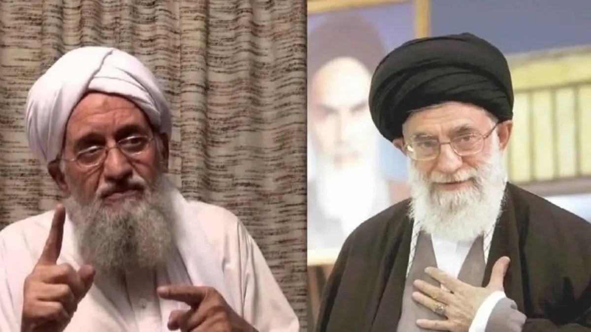 تصویری از علی خامنه‌ای رهبر جمهوری اسلامی و ابومحمد المصری از رهبران ارشد القاعده