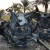 صورة سيارة المستهدفة من قبل طائرات مسيرة