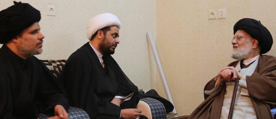 كاظم الحائري مع قيس الخزعلي ومقتدى الصدر