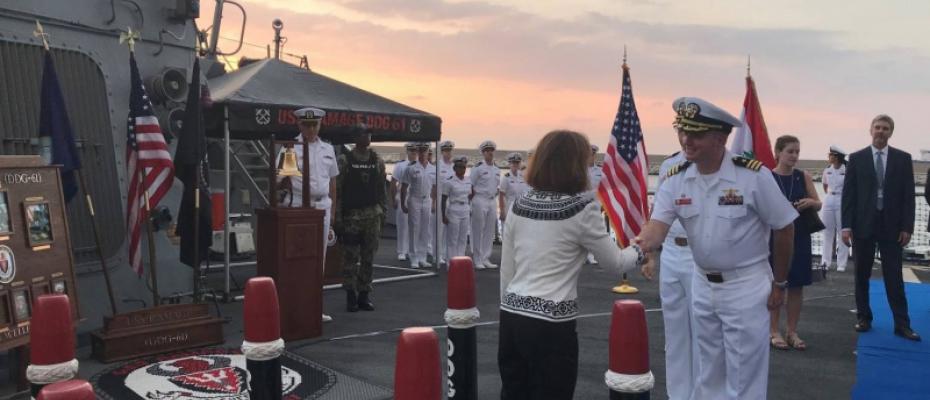 لسفينة الحربية الأميركية “يو.إس.إس راماج” في مرفأ بيروت 
