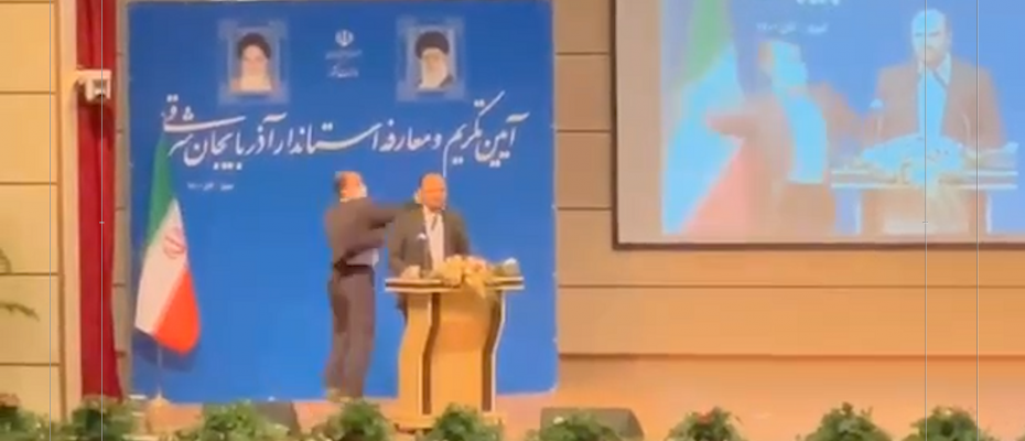 Iranian provincial governor gets a slap in the face at his inauguration